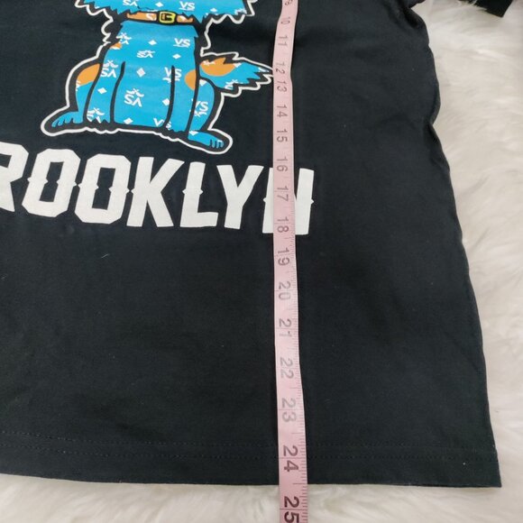 Brooklyn Vinnies Signature Blue Dog Graphic Print Short Sleeve Black Shirt Small - Picture 10 of 10